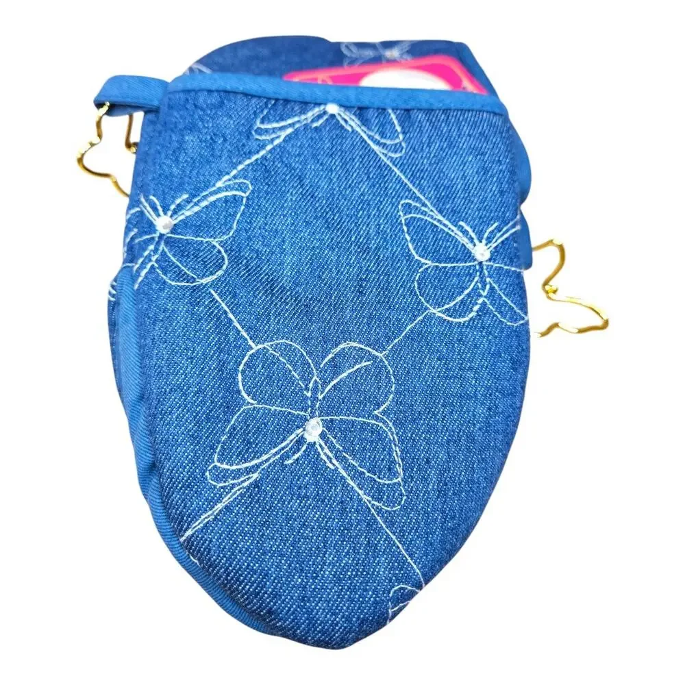 NEW Dolly Parton Denim Kitchen Towels & Mini Oven Mitts Floral Butterfly Set